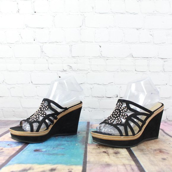 BANDOLINO Beaded Wedge Platform Sandals Size 7.5 - Picture 3 of 10